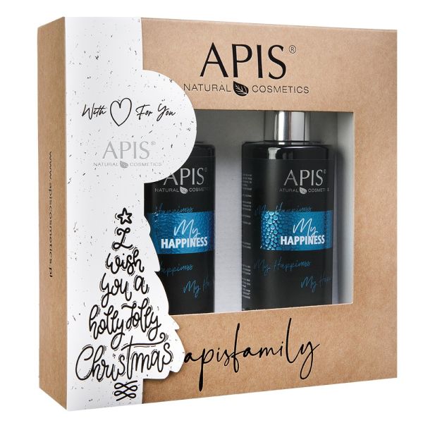 Apis my happiness zestaw nawilżający żel pod prysznic 300ml + nawilżający balsam do ciała i dłoni 300ml