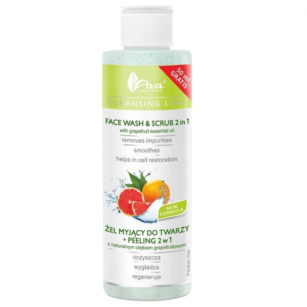 Ava laboratorium cleansing line żel myjący do twarzy + peeling 2w1 z naturalnym olejkiem grapefruitowym 200ml