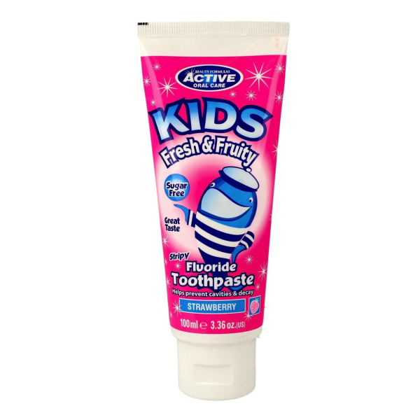 Active oral care kids fluoride toothpaste pasta do mycia zębów dla dzieci z fluorem strawberry 100ml