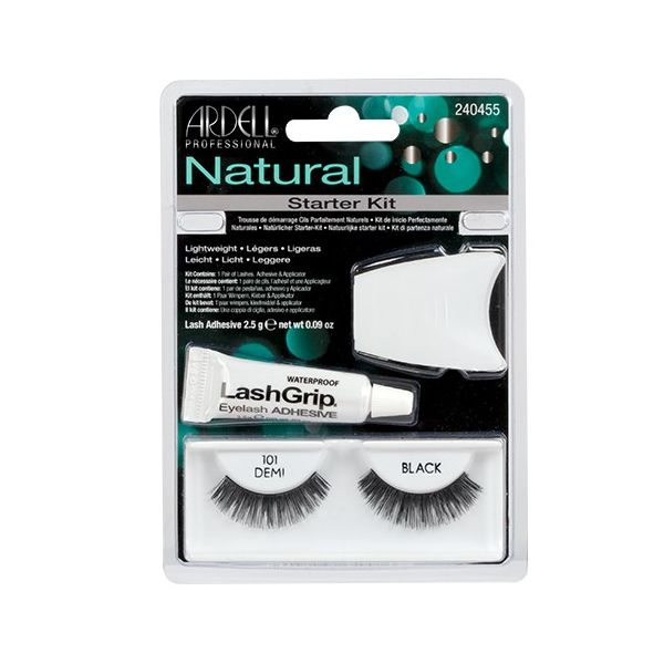 Ardell rzęsy i akcesoria natural 101 1 para sztucznych rzęs black + lash adhesive klej do rzęs 2,5g + lash applicator aplikator do rzęs