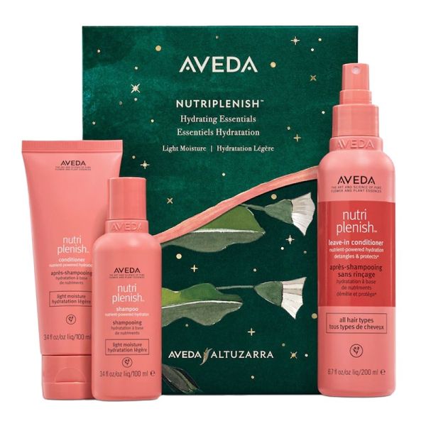 Aveda nutriplenish zestaw szampon do włosów 100ml + odżywka do włosów 100ml + odżywka bez spłukiwania 200ml