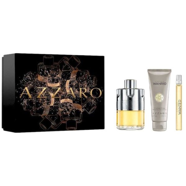 Azzaro wanted zestaw woda toaletowa spray 100ml + woda toaletowa spray 10ml + żel pod prysznic 75ml