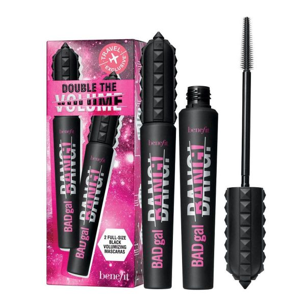 Benefit double the volume travel set zestaw pogrubiający tusz do rzęs black 2x8.5g