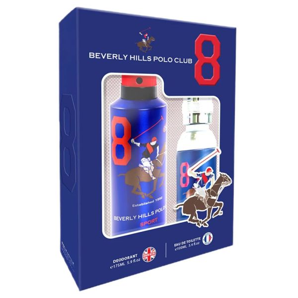 Beverly hills polo club men sport eight zestaw woda toaletowa spray 100ml + dezodorant spray 175ml