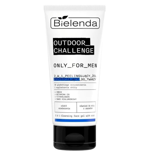 Bielenda only for men outdoor challenge 2w1 peelingujący żel oczyszczający do twarzy 150g