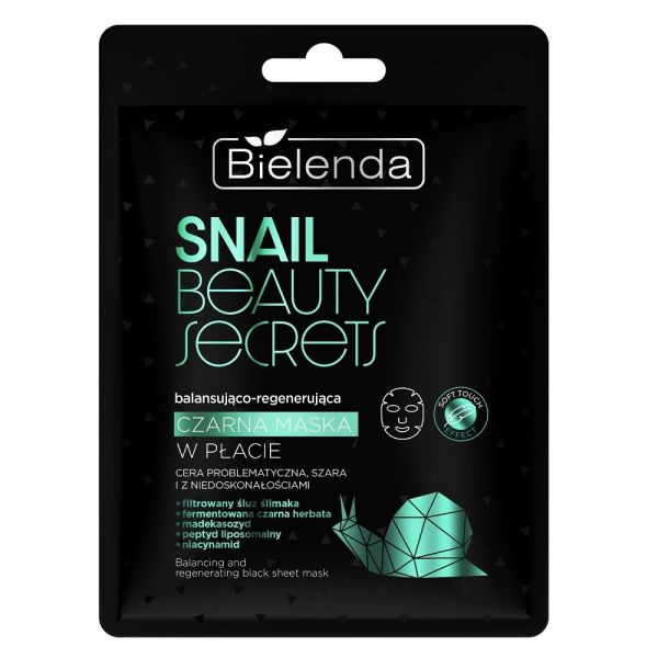 Bielenda snail beauty secrets balansująco-regenerująca czarna maska w płacie