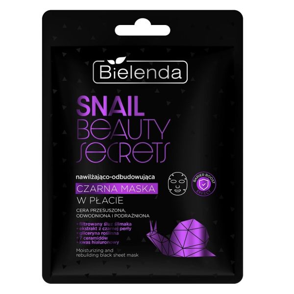 Bielenda snail beauty secrets nawilżająco-odbudowująca czarna maska w płacie