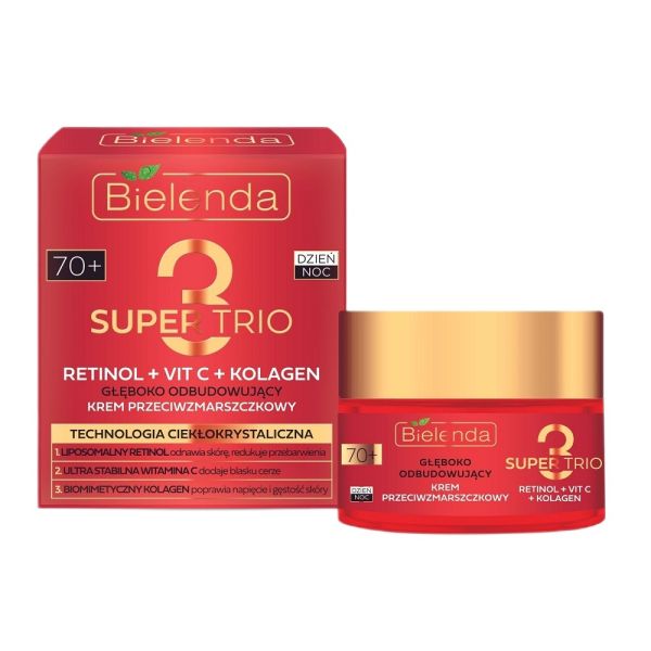 Bielenda super trio głęboko odbudowujący krem przeciwzmarszczkowy 70+ 50ml