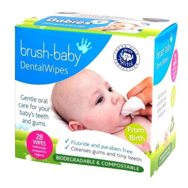 Brush-baby dentalwipes chusteczki do czyszczenia dziąseł i zębów mlecznych 28szt.