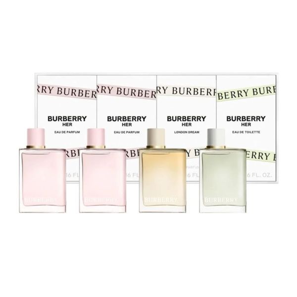 Burberry her miniatures zestaw her woda perfumowana 5ml + her woda perfumowana 5ml + her london dream woda perfumowana 5ml + her woda toaletowa 5ml