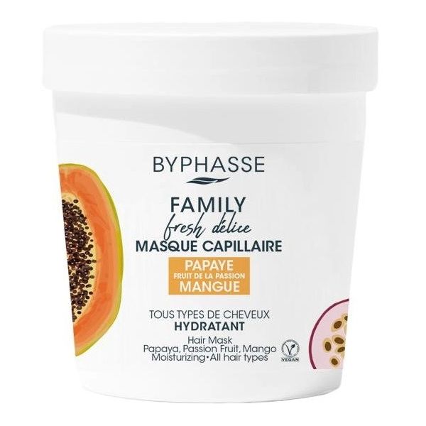 Byphasse family fresh delice mask maska do wszystkich rodzajów włosów papaya & passion fruit & mango 250ml