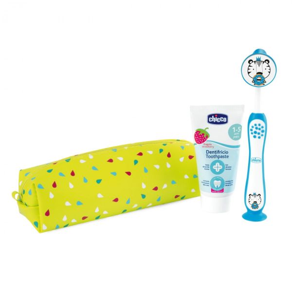 Chicco always smiling zestaw podróżny pasta do zębów 50ml + szczoteczka do zębów + etui 3-6l tiger