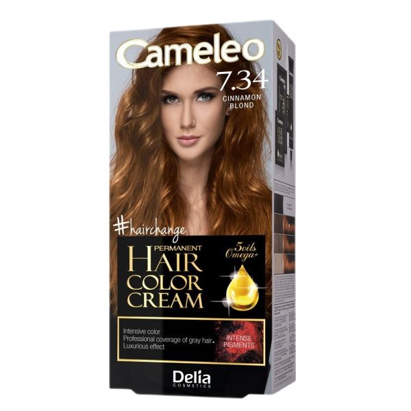 Cameleo omega permanent hair color cream trwale koloryzująca farba do włosów 7.34 cinnamon blond