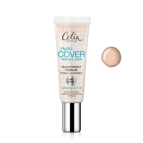 Celia hydro cover perfect look foundation długotrwały podkład kryjąco-nawilżający 102 piasek 30ml