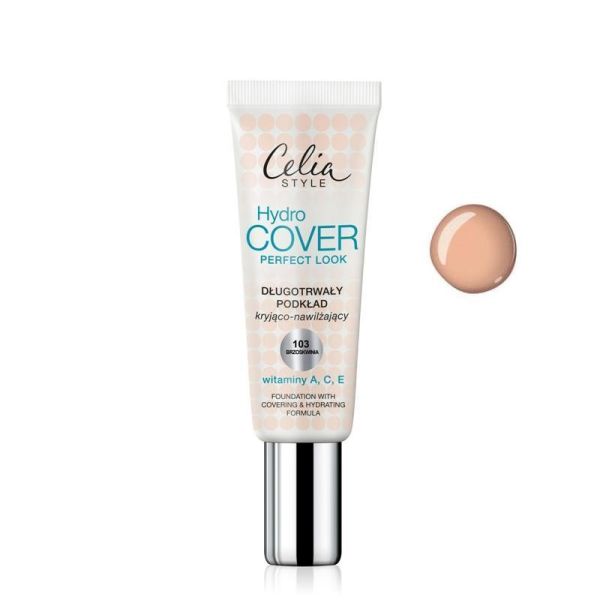 Celia hydro cover perfect look foundation długotrwały podkład kryjąco-nawilżający 103 brzoskwinia 30ml