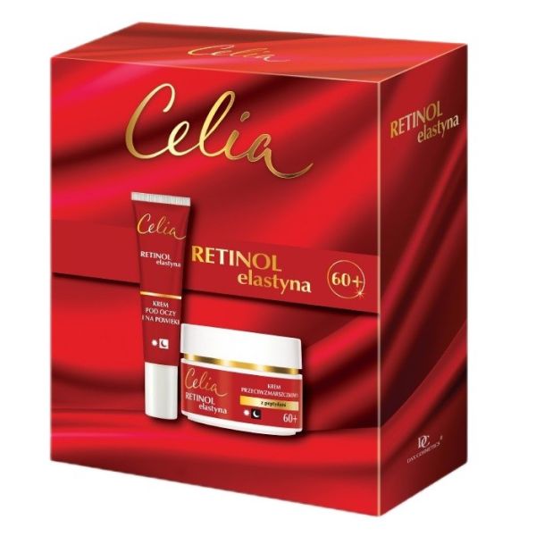 Celia retinol elastyna zestaw krem do twarzy 60+ 50ml + krem pod oczy i na powieki 15ml