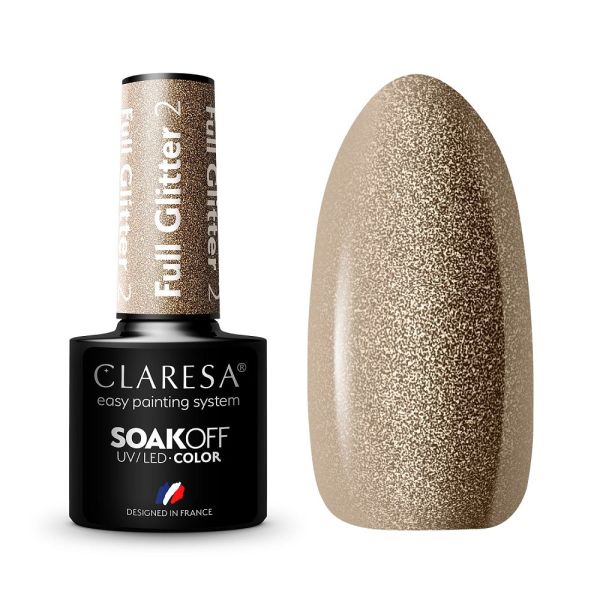 Claresa soak off uv/led full glitter lakier hybrydowy 2 5g