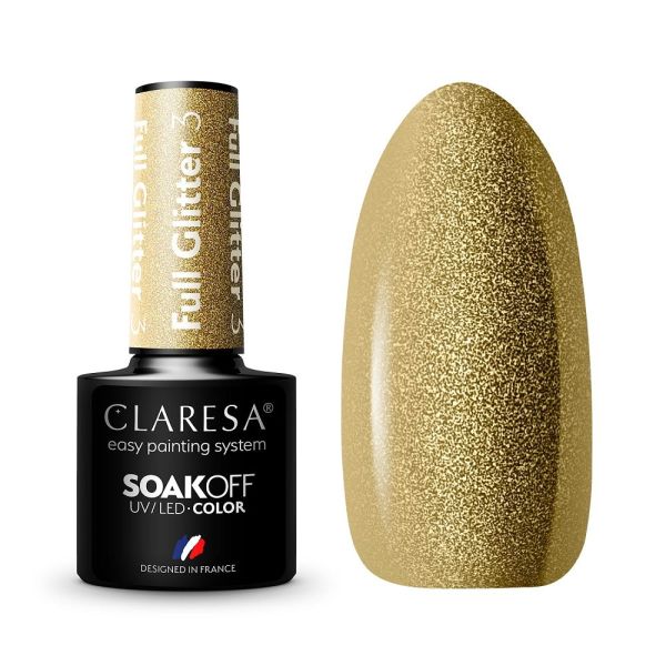 Claresa soak off uv/led full glitter lakier hybrydowy 3 5g