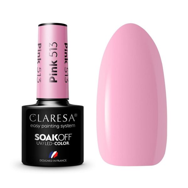 Claresa soak off uv/led pink lakier hybrydowy 513 5g