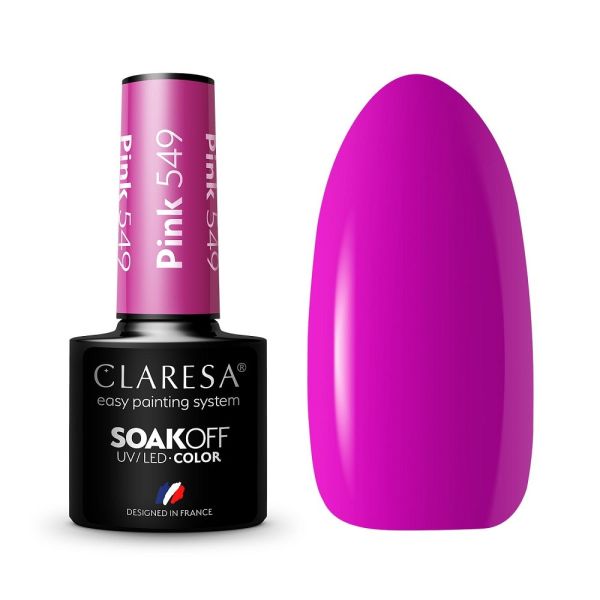 Claresa soak off uv/led pink lakier hybrydowy 549 5g