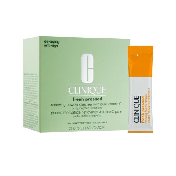 Clinique fresh pressed renewing powder cleanser with pure vitamin c rozpuszczalny proszek do oczyszczania twarzy saszetka 28x0.5g