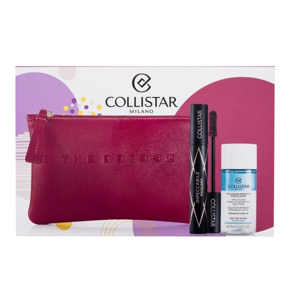 Collistar 'xmas zestaw impeccabile mascara tusz do rzęs black 14ml + two-phase make up remover płyn do demakijażu 35ml + kosmetyczka