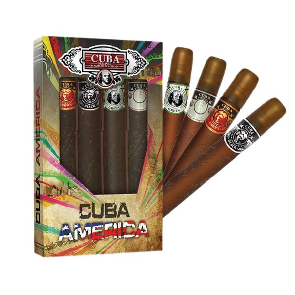 Cuba original cuba america zestaw black woda toaletowa spray 35ml + green woda toaletowa spray 35ml + brown woda toaletowa spray 35ml + grey woda toal