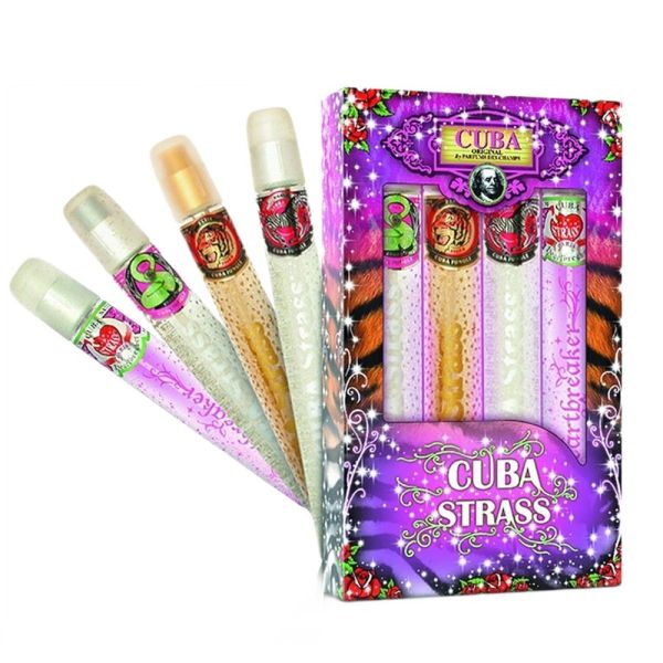 Cuba original cuba strass zestaw snake woda perfumowana spray 35ml + tiger woda perfumowana spray 35ml + zebra woda perfumowana spray 35ml + heartbrea