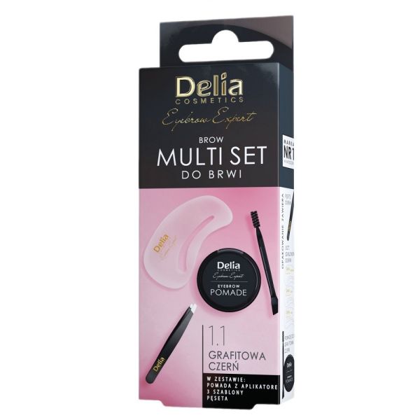 Delia brow multi set zestaw do stylizacji brwi 1.1 grafitowa czerń