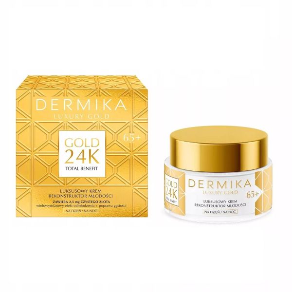 Dermika luxury gold 24k total benefit luksusowy krem rekonstruktor młodości 65+ 50ml