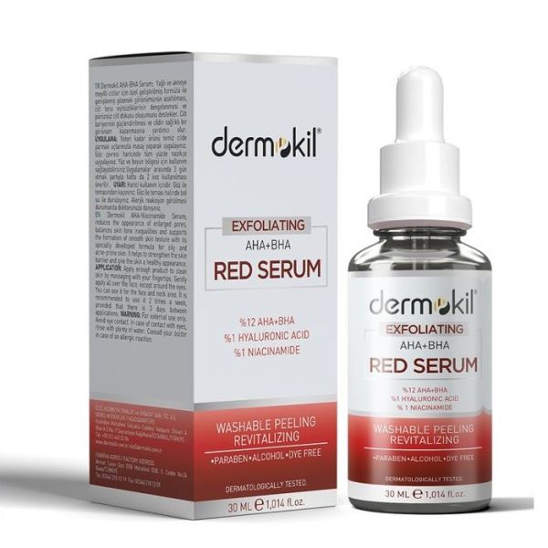 Dermokil exfoliating aha+bha niacinamide red serum złuszczające serum do twarzy 30ml