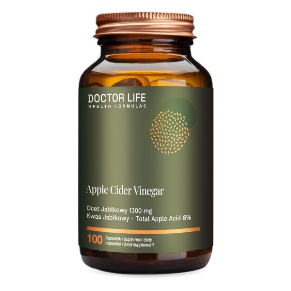 Doctor life apple cider vinegar ocet jabłkowy 1300mg suplement diety 100 kapsułek