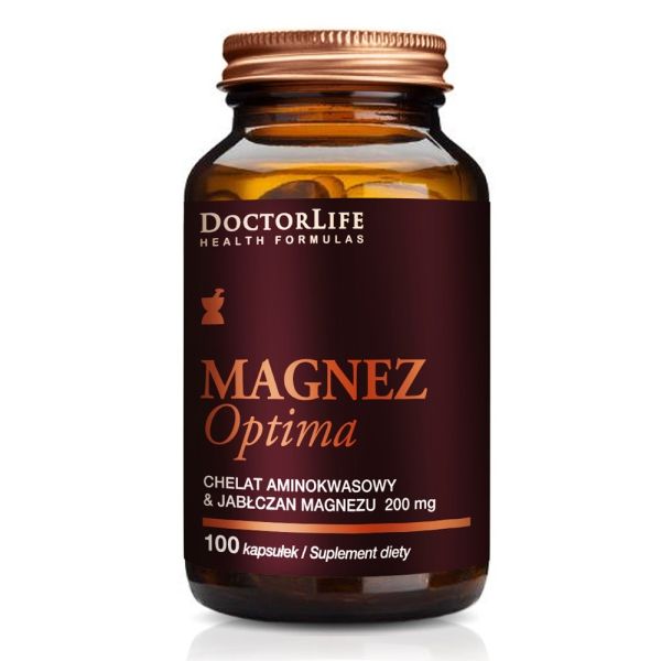 Doctor life magnez optima chelat aminokwasowy i jabłczan magnezu 200mg suplement diety 100 kapsułek