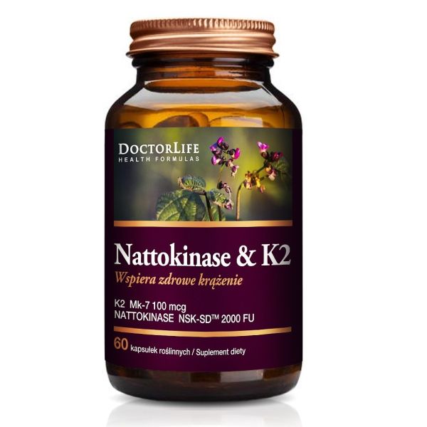 Doctor life nattokinase & k2 mk-7 100mcg wspiera zdrowe krążenie suplement diety 60 kapsułek