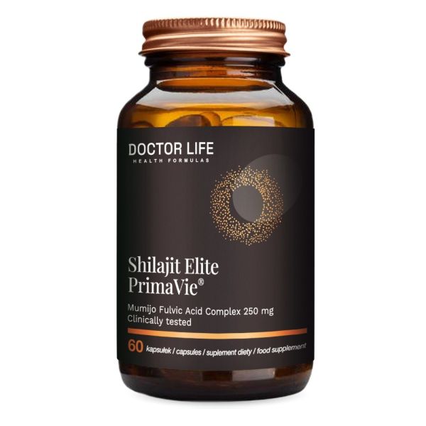 Doctor life shilajit elite primavie suplement diety wspierający płodność i zdrowie skóry 60 kapsułek