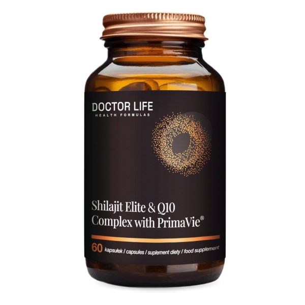 Doctor life shilajit elite & q10 complex with primavie suplement diety wspierający zdrowie serca i zmniejszający zmęczenie 60 kapsułek