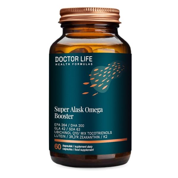 Doctor life super alask omega booster suplement diety wspierający serce i zmniejszający stany zapalne 60 kapsułek