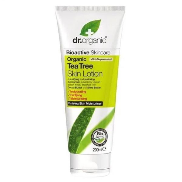 Dr.organic tea tree lotion oczyszczający balsam do ciała z wyciągiem z drzewa herbacianego 200ml