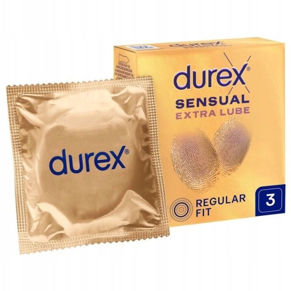 Durex sensual extra lube prezerwatywy z dodatkowym lubrykantem 3szt