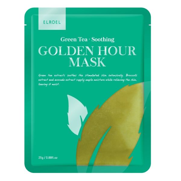 Elroel golden hour mask łagodząca maska do twarzy green tea 25g