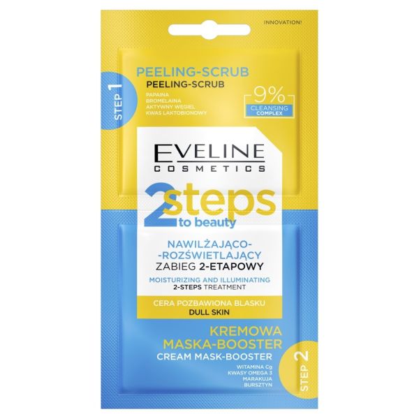 Eveline cosmetics 2 steps to beauty nawilżająco-rozświetlający zabieg 2-etapowy 2x4ml