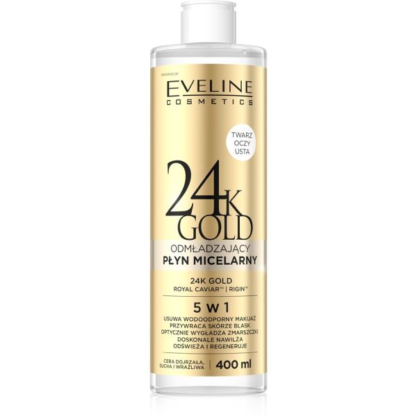 Eveline cosmetics 24k gold odmładzający płyn micelarny 5w1 400ml