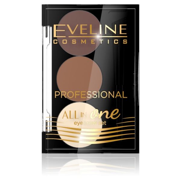 Eveline cosmetics all in one eyebrow set zestaw cieni do brwi 02 1.7g