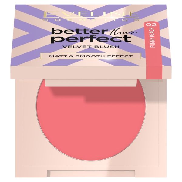 Eveline cosmetics better than perfect velvet blush róż prasowany 02 funny peach 2.3g