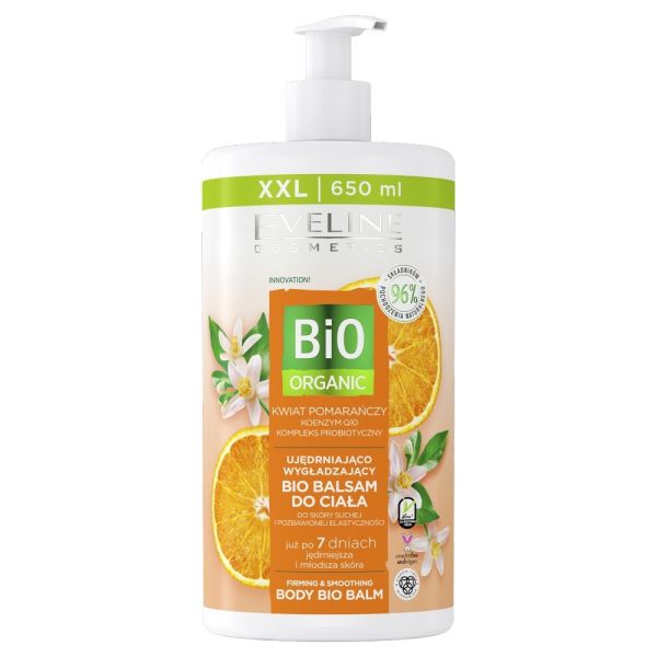 Eveline cosmetics bio organic ujędrniająco-wygładzający bio balsam do ciała pomarańcza 650ml