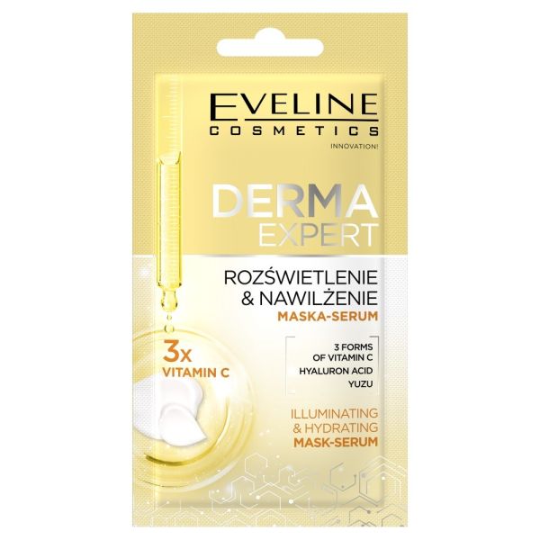 Eveline cosmetics derma expert rozświetlająco-nawilżająca kremowa maseczka-serum do twarzy 8ml