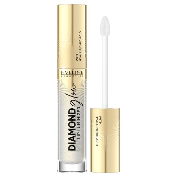Eveline cosmetics diamond glow lip luminizer błyszczyk do ust z kwasem hialuronowym 07 golden dust 4.5ml