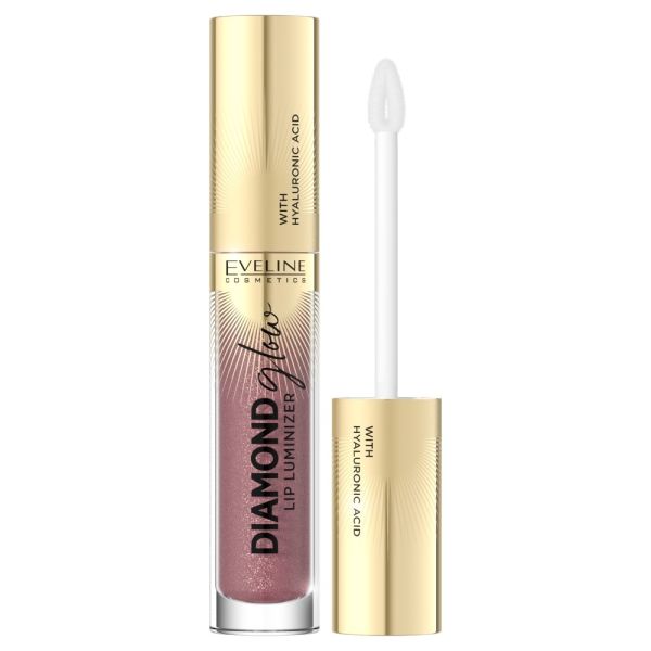 Eveline cosmetics diamond glow lip luminizer błyszczyk do ust z kwasem hialuronowym 11 rose nude 4.5ml