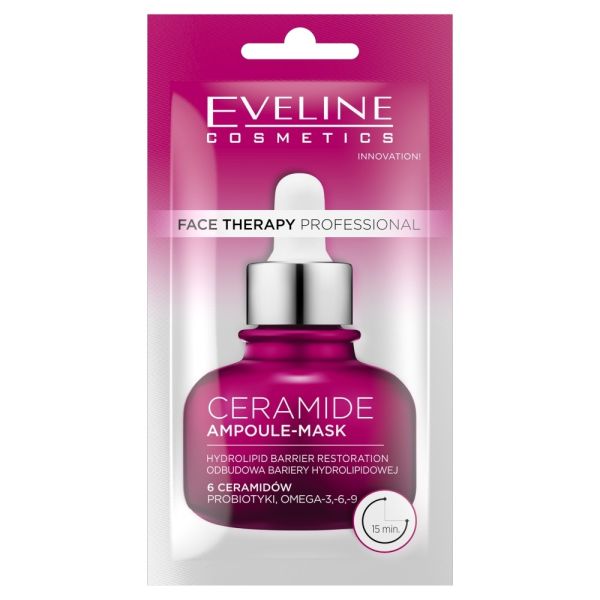 Eveline cosmetics face therapy professional ampoule-mask kremowa maseczka do twarzy ceramide 8ml