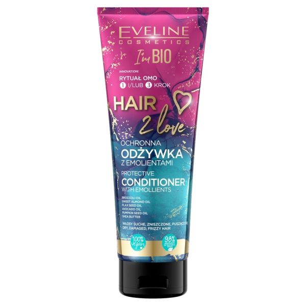 Eveline cosmetics hair 2 love ochronna odżywka z emolientami 250ml